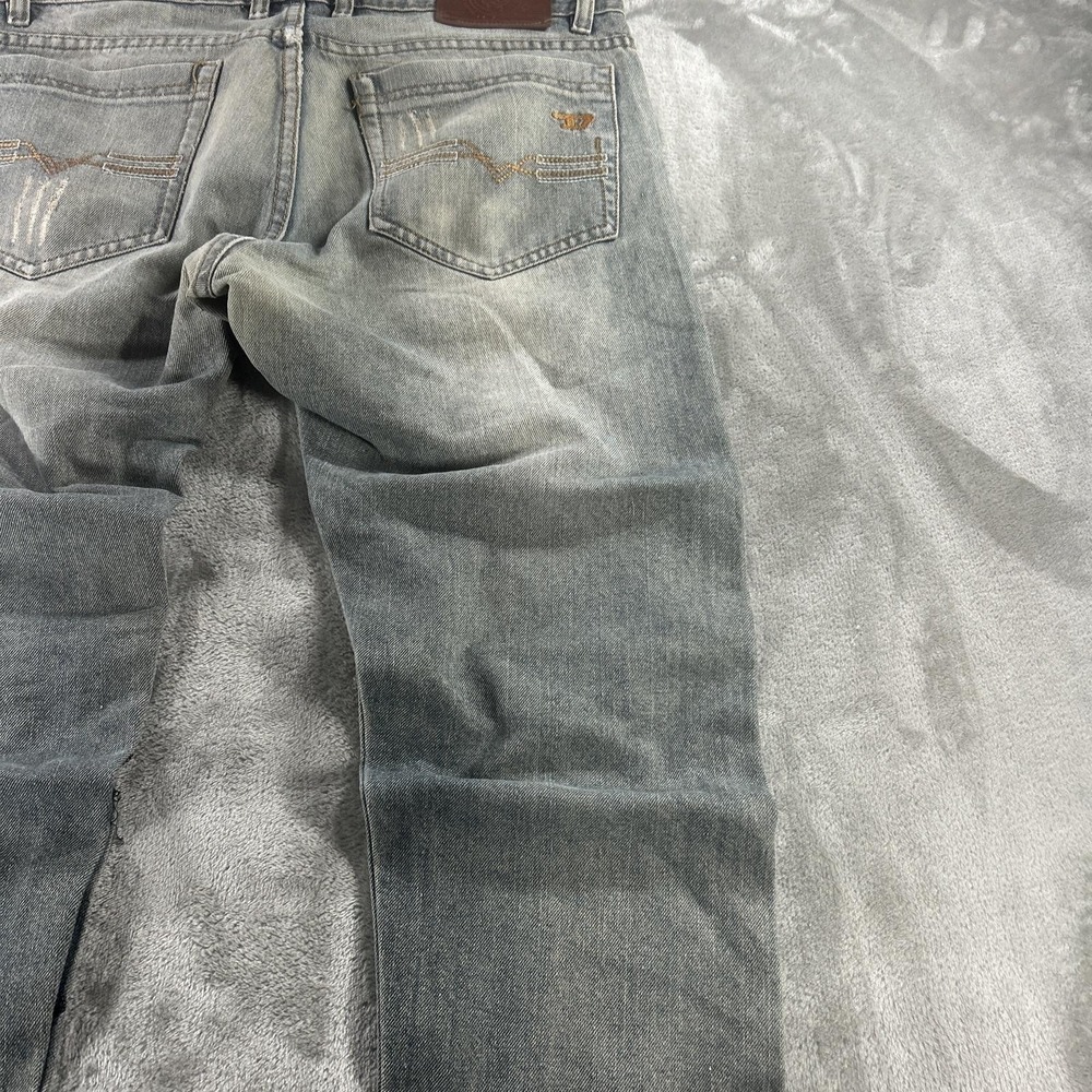Diesel Industry Jeans Mens 35x30 Blue Light Wash Slim Tapered Distressed Stretch - Picture 3 of 16